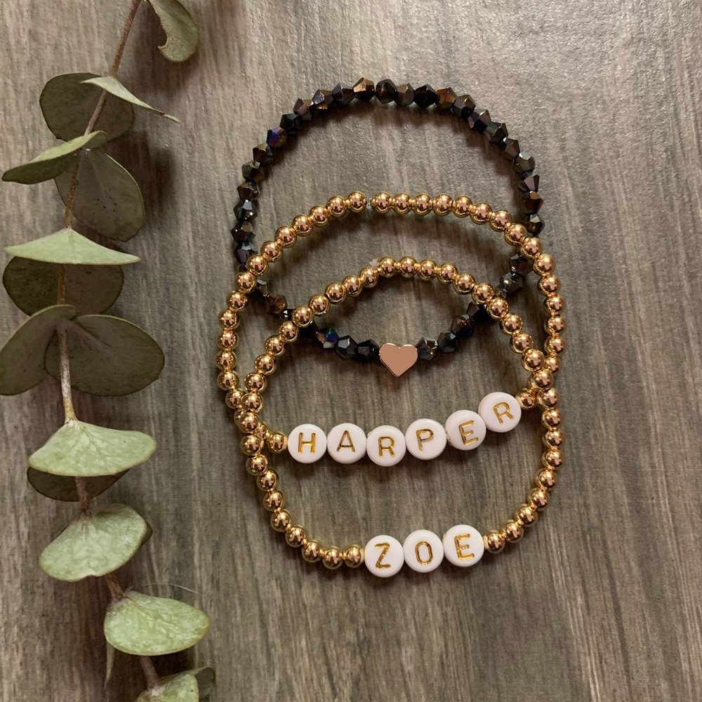 Women’s custom name bracelet set